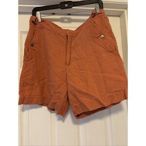 Athleta Voyager Linen Shorts Women's Salmon Rust Lightweight Size 12